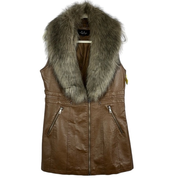 LA Coalition Jackets & Blazers - LA Coalition faux leather/fur vest jacket nutmeg color Sz L